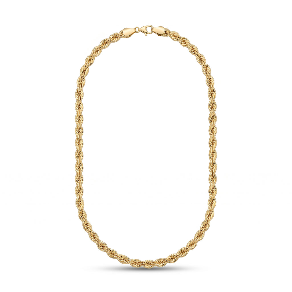18K Yellow Gold Hollow Rope Chain Necklace