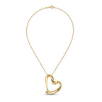 18K Yellow Gold Open Heart Pendant Necklace