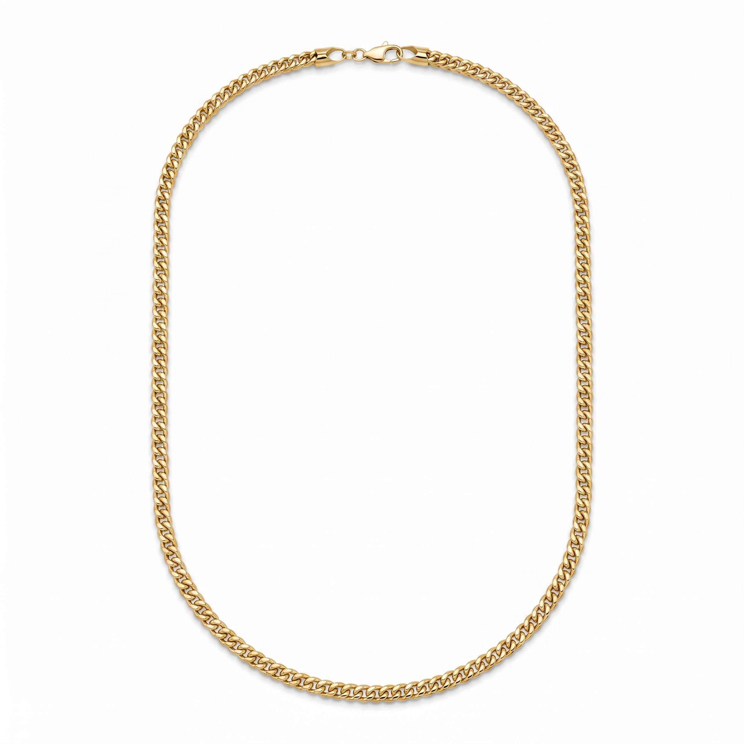 18K Gold Flat Cuban Curb Chain Necklace