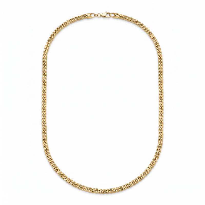 18K Gold Flat Cuban Curb Chain Necklace