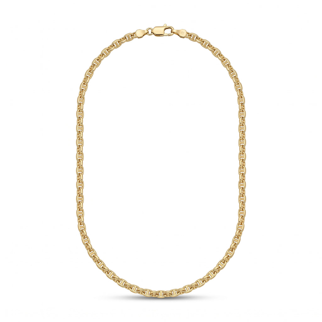 18K Yellow Gold Mariner Anchor Link Chain Necklace