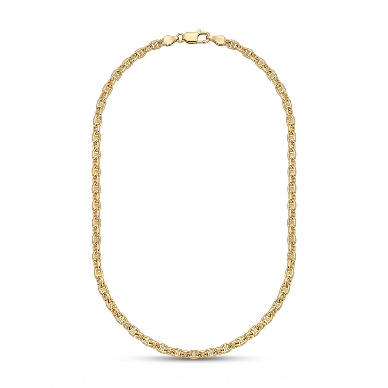 18K Yellow Gold Mariner Anchor Link Chain Necklace
