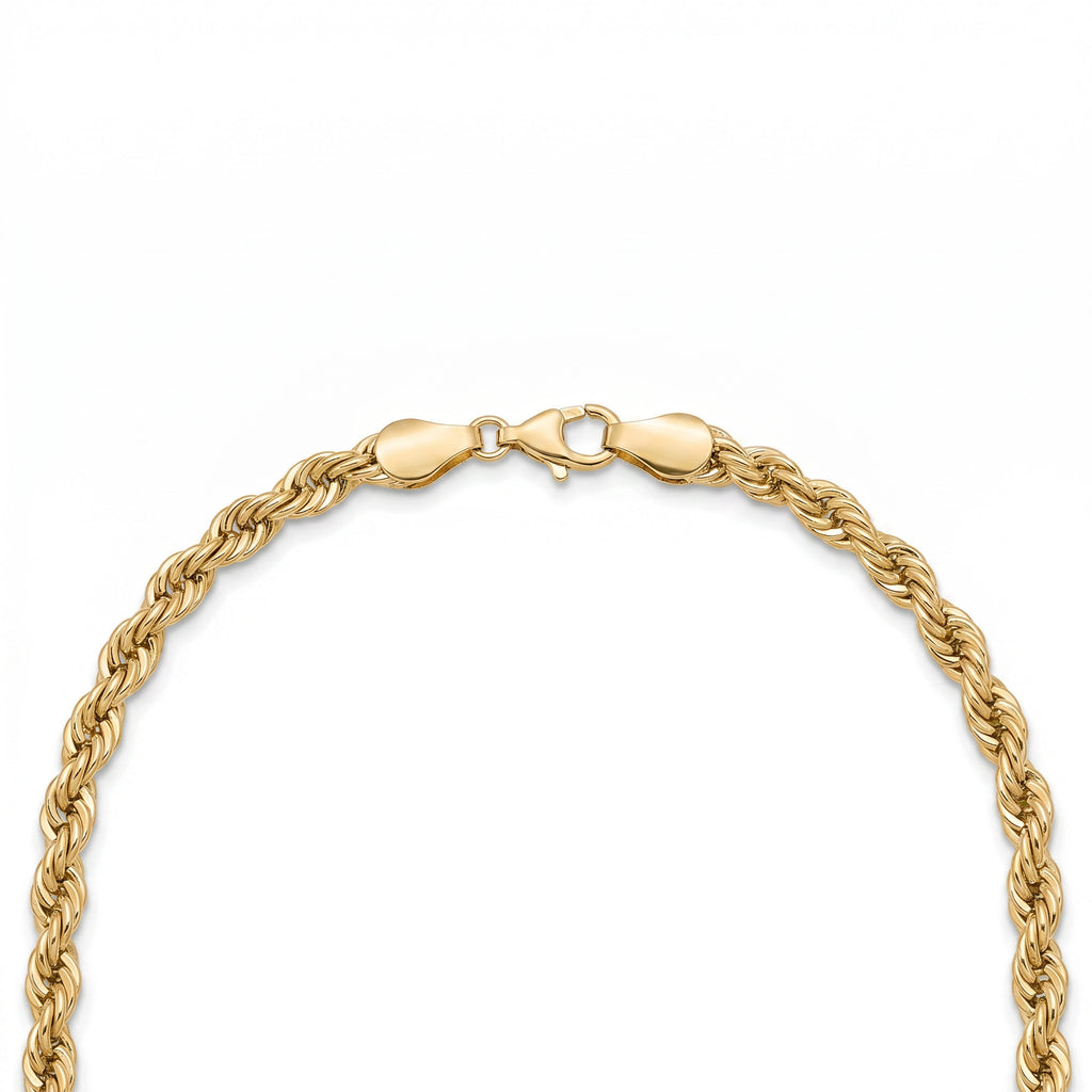 18K Yellow Gold Hollow Rope Chain Necklace