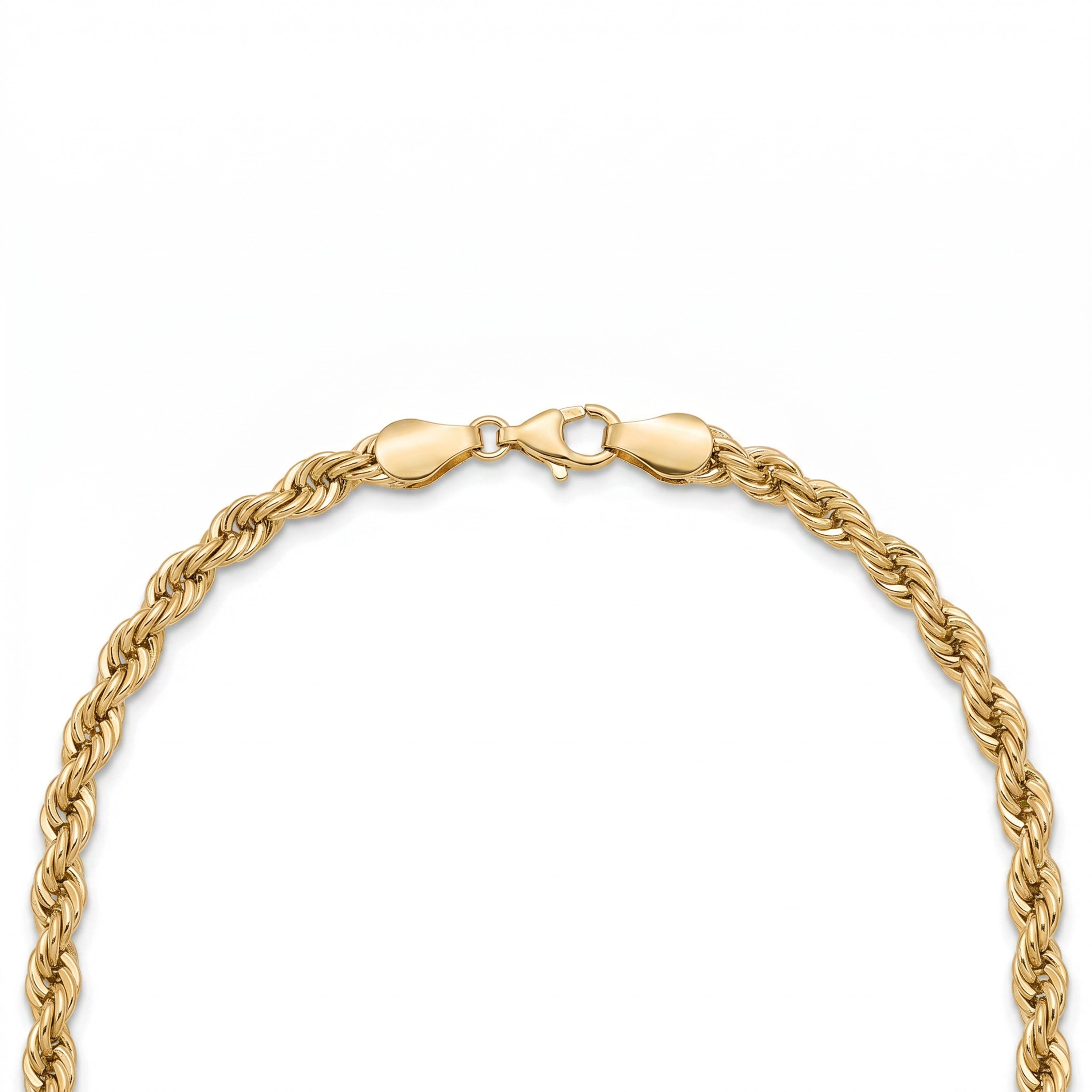 18K Yellow Gold Hollow Rope Chain Necklace