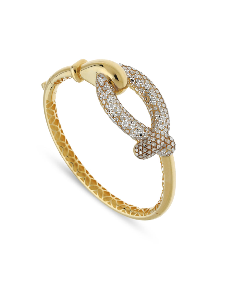 18K gold double loop bracelet with stone detail