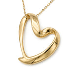18K Yellow Gold Open Heart Pendant Necklace