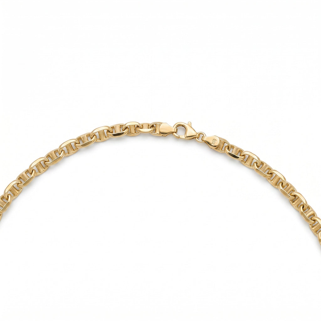 18K Yellow Gold Mariner Anchor Link Chain Necklace