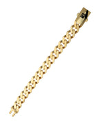 Close up detail gold bracelets for women interlocking chain