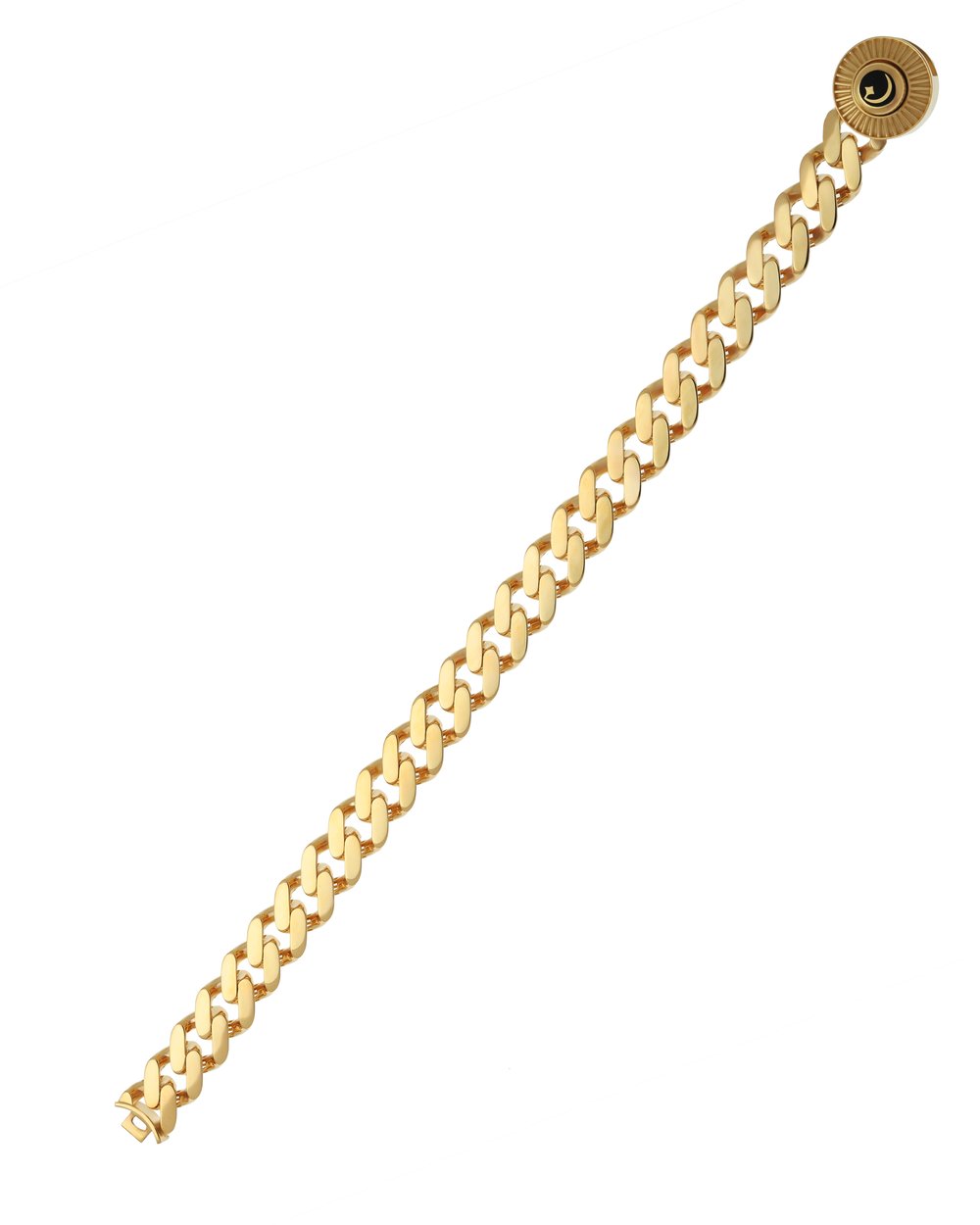 Gold chain bracelet on a white background
