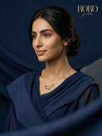 UAE map necklace in 18K gold with red and green flag enamel outline by ROKO Jewelers Dubai
