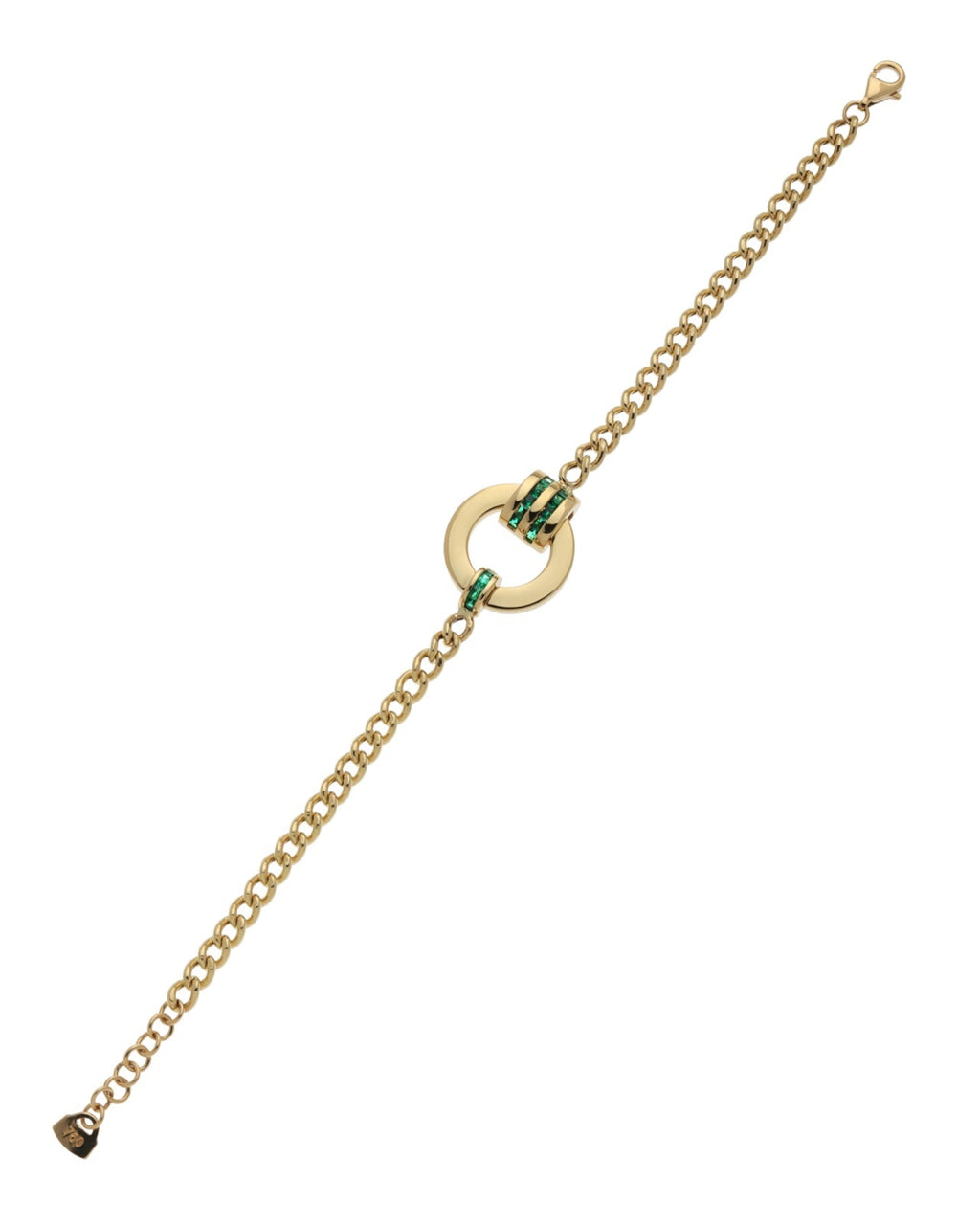 Emerald Halo Gold Link Bracelet with Green Accent ROKO