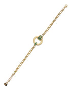 Emerald Halo Gold Link Bracelet with Green Accent ROKO