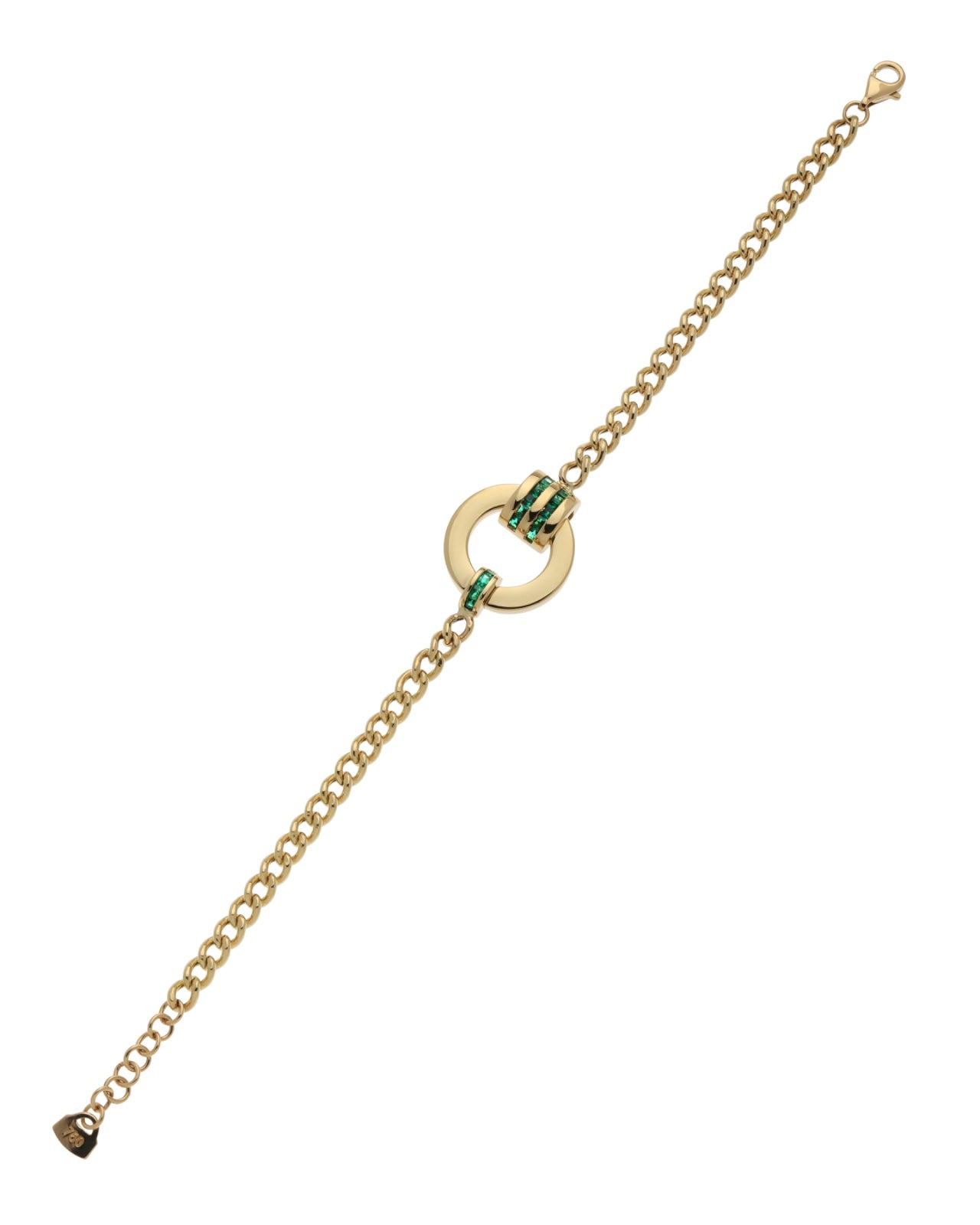 Emerald Halo Gold Link Bracelet with Green Accent ROKO