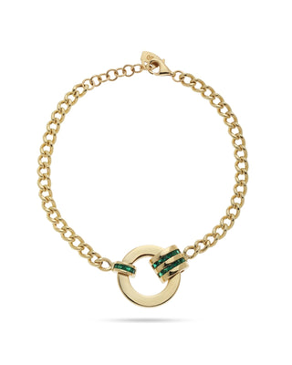 Emerald Halo Gold Link Bracelet with Green Accent ROKO