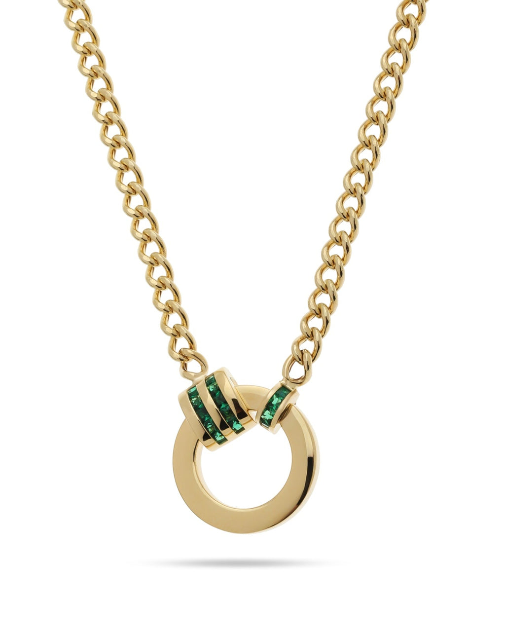 Emerald Halo Green Drop Pendant Necklace ROKO