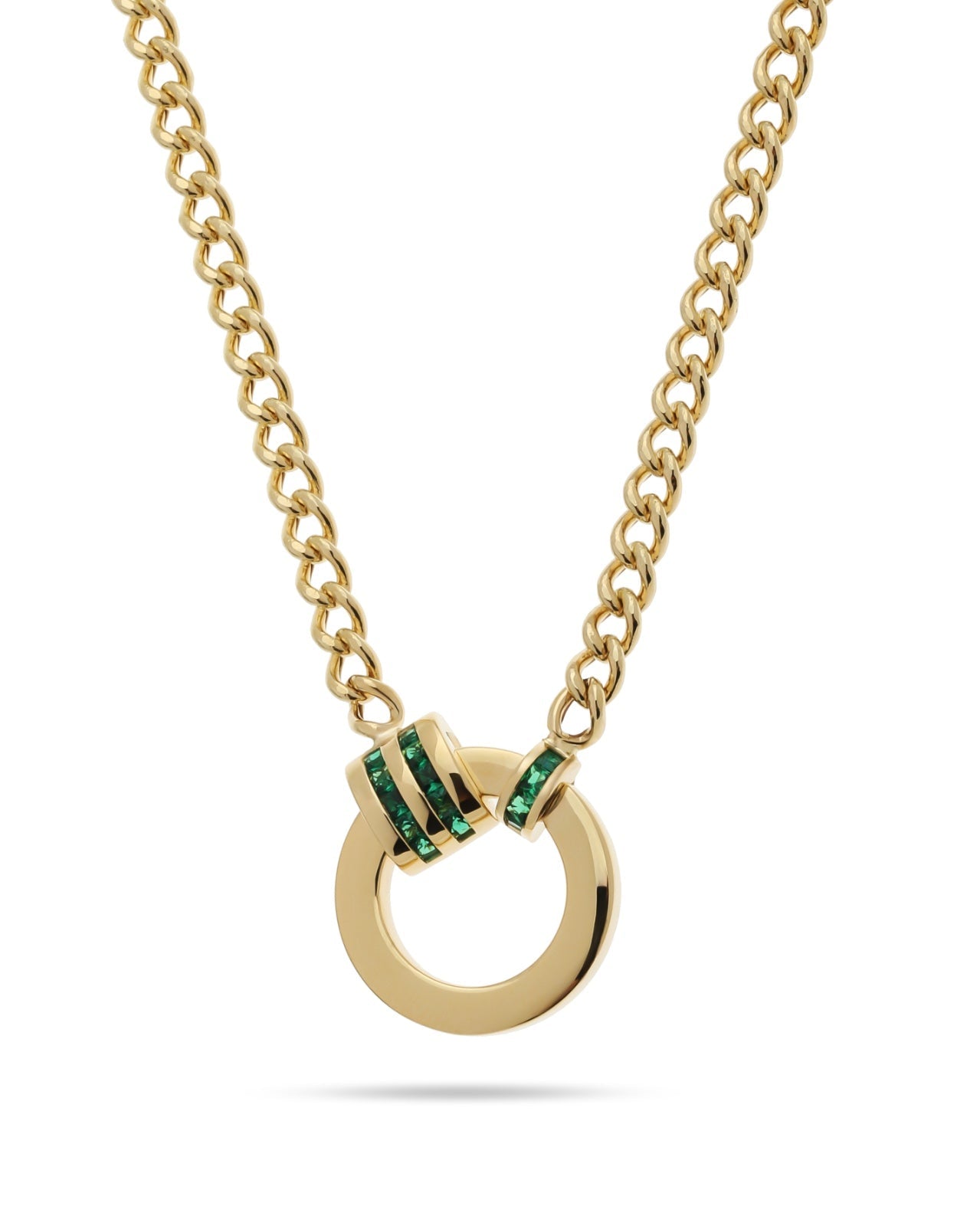 Emerald Halo Green Drop Pendant Necklace ROKO