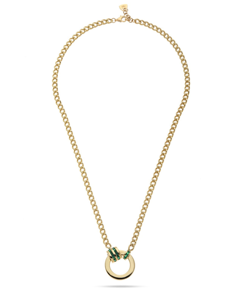Emerald Halo Green Drop Pendant Necklace ROKO