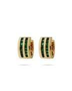 Emerald Halo Classic Gold Stud Earrings ROKO