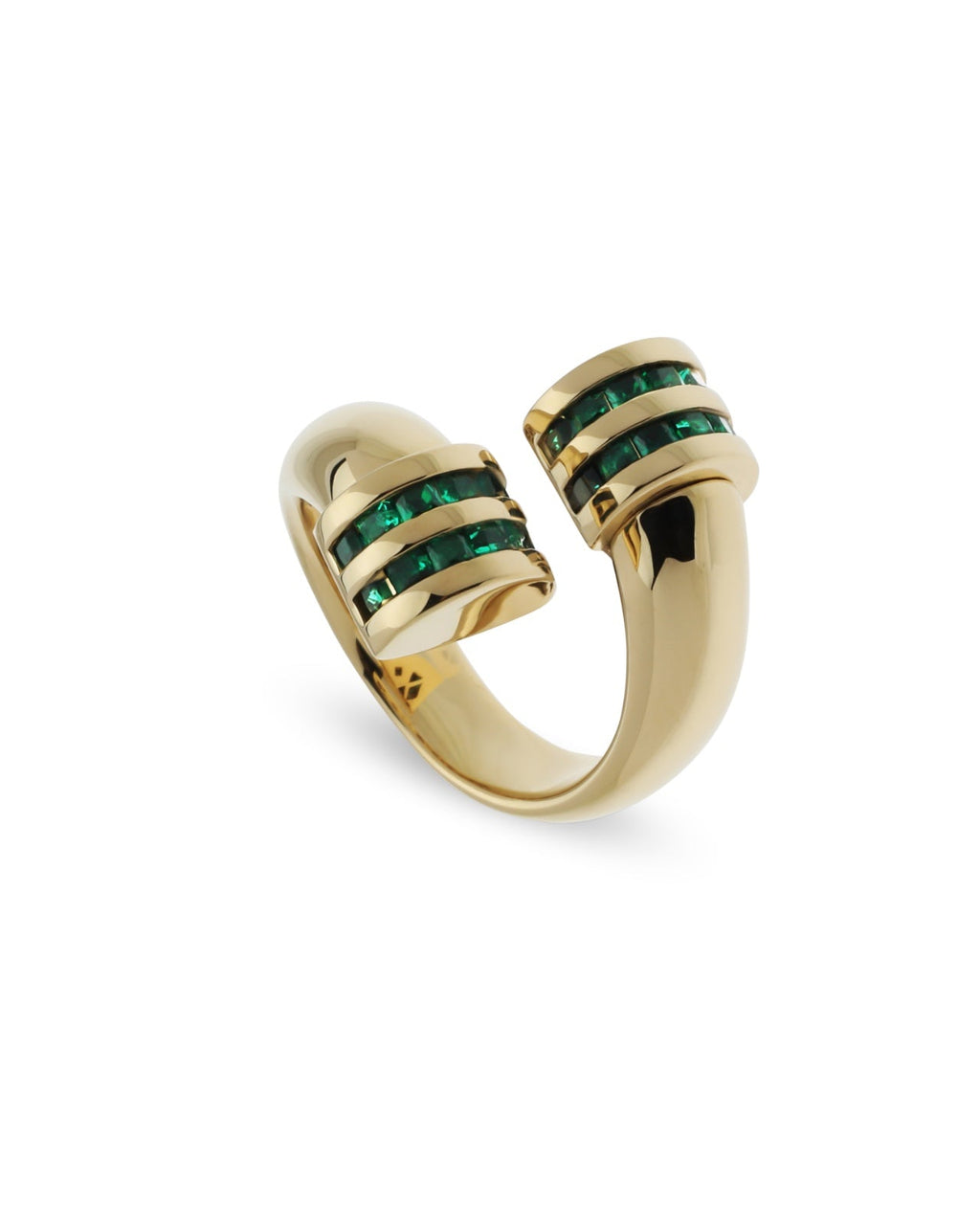 Emerald Halo Stripe Statement Ring ROKO
