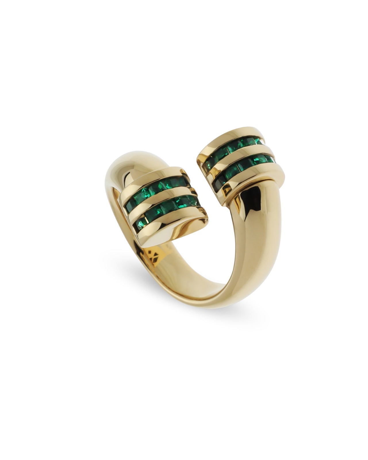 Emerald Halo Stripe Statement Ring ROKO