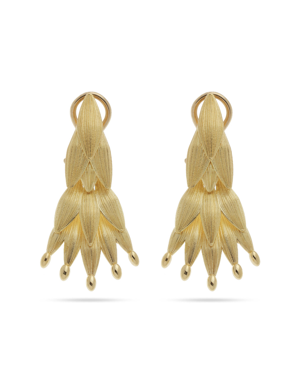 Aurora Cascade Leaf Drop Earrings – 18K Gold Jewellery Dubai ROKO