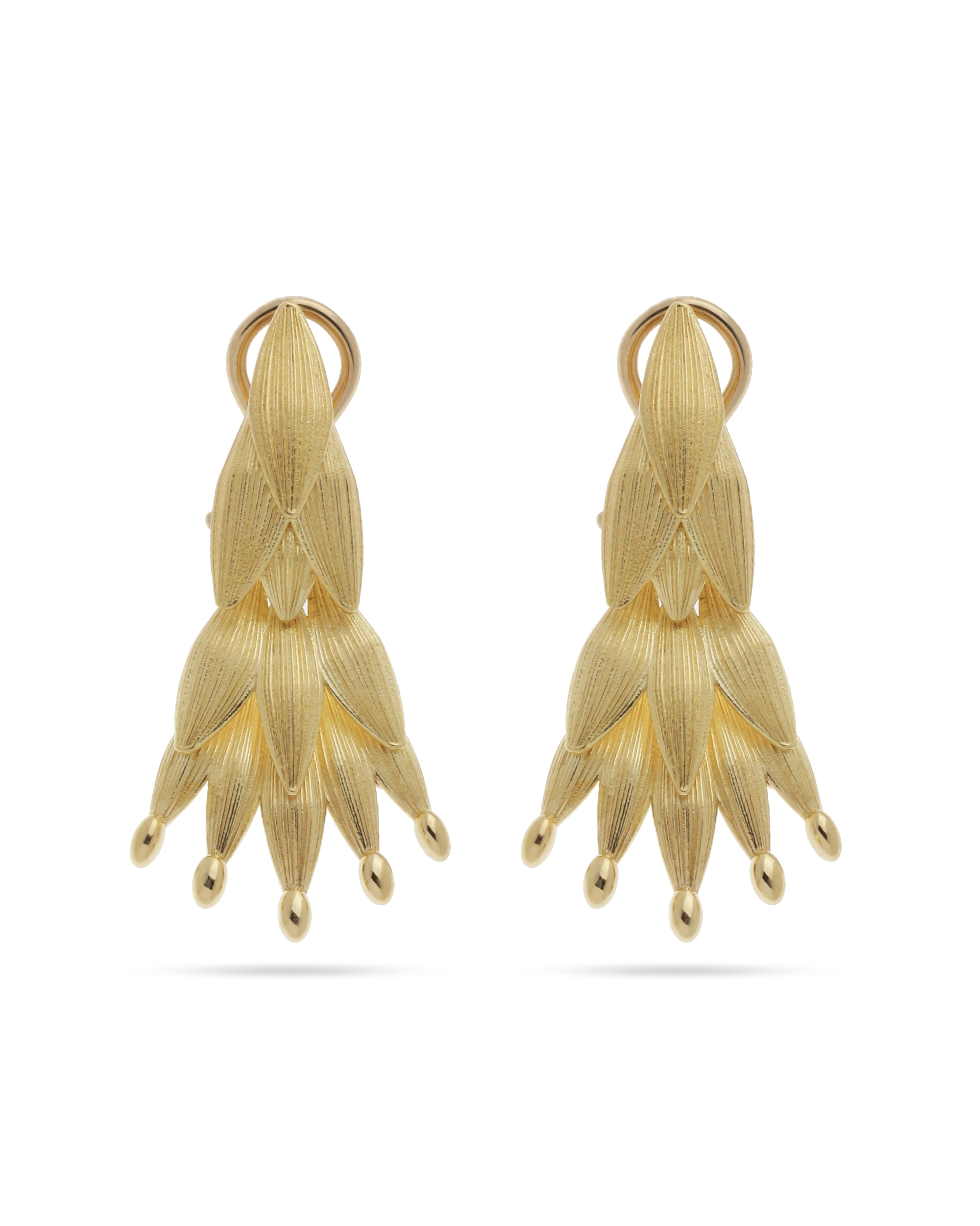 Aurora Cascade Leaf Drop Earrings – 18K Gold Jewellery Dubai ROKO