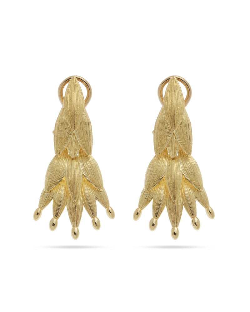 Aurora Cascade Leaf Drop Earrings – 18K Gold Jewellery Dubai ROKO