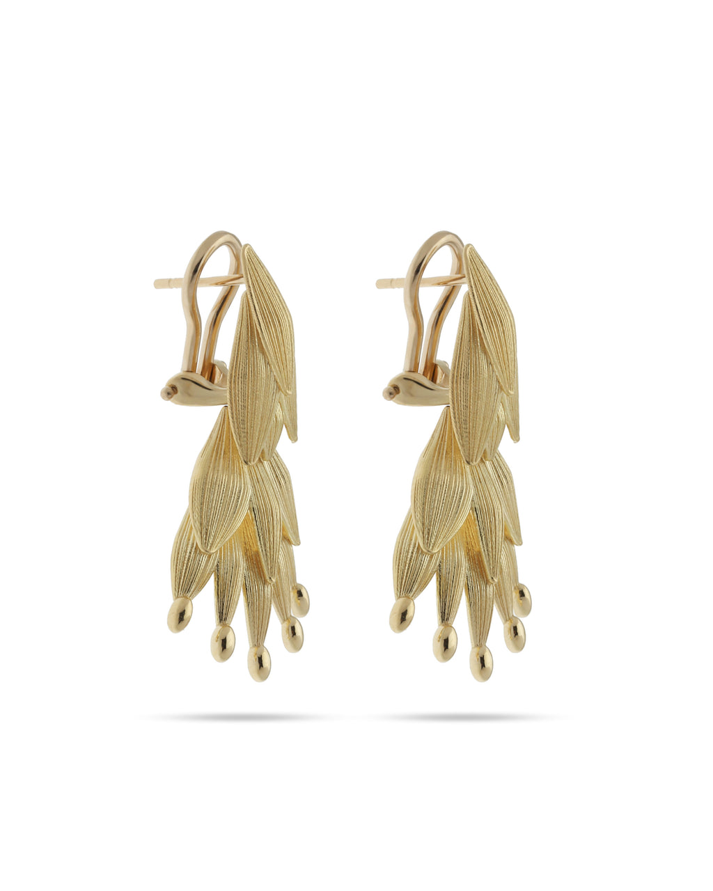 Aurora Cascade Leaf Drop Earrings – 18K Gold Jewellery Dubai ROKO