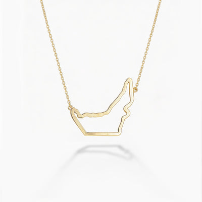 minimalist UAE map gold pendant necklace
