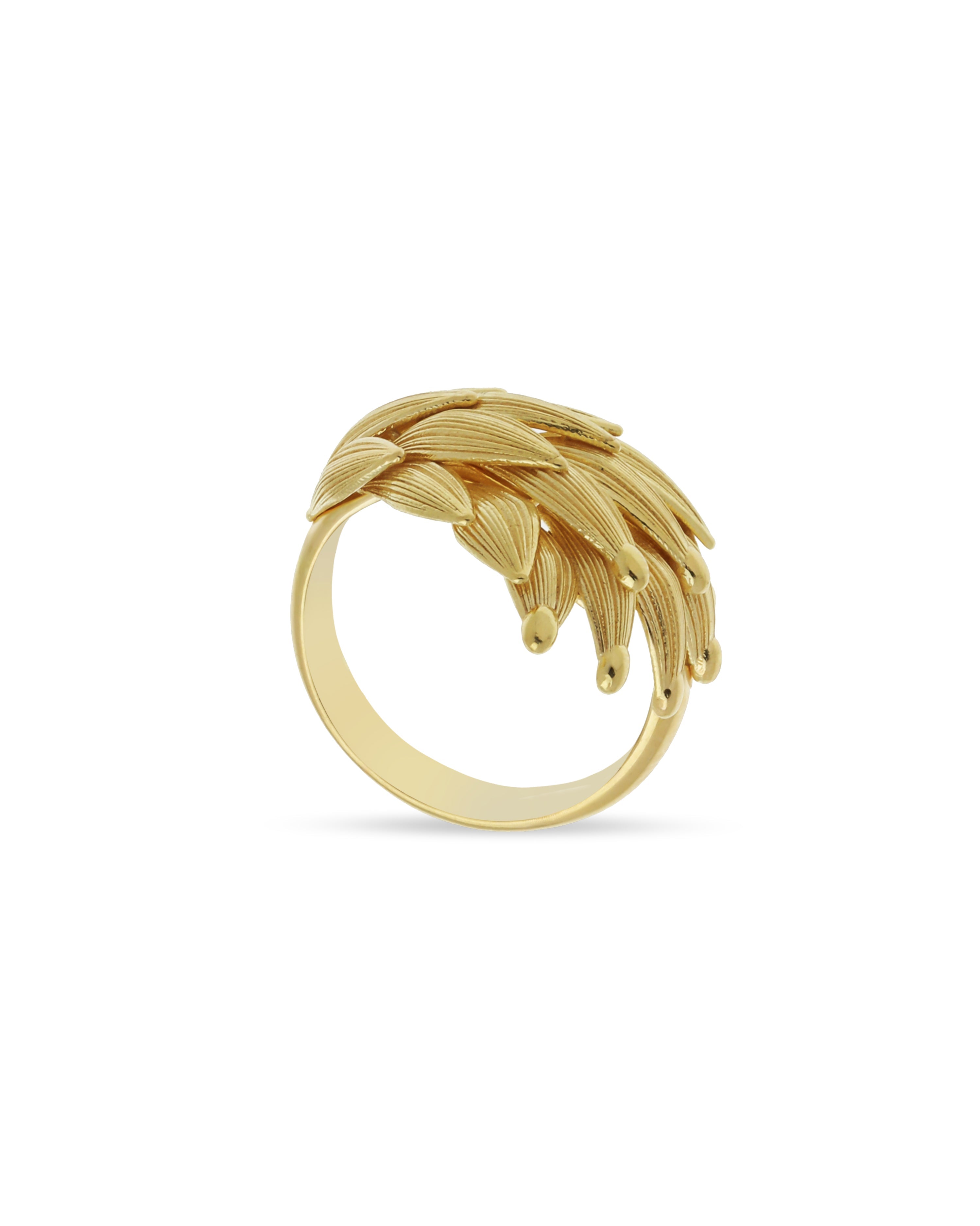 Aurora Crown Leaf Signature Ring – 18K Gold Jewellery Dubai ROKO